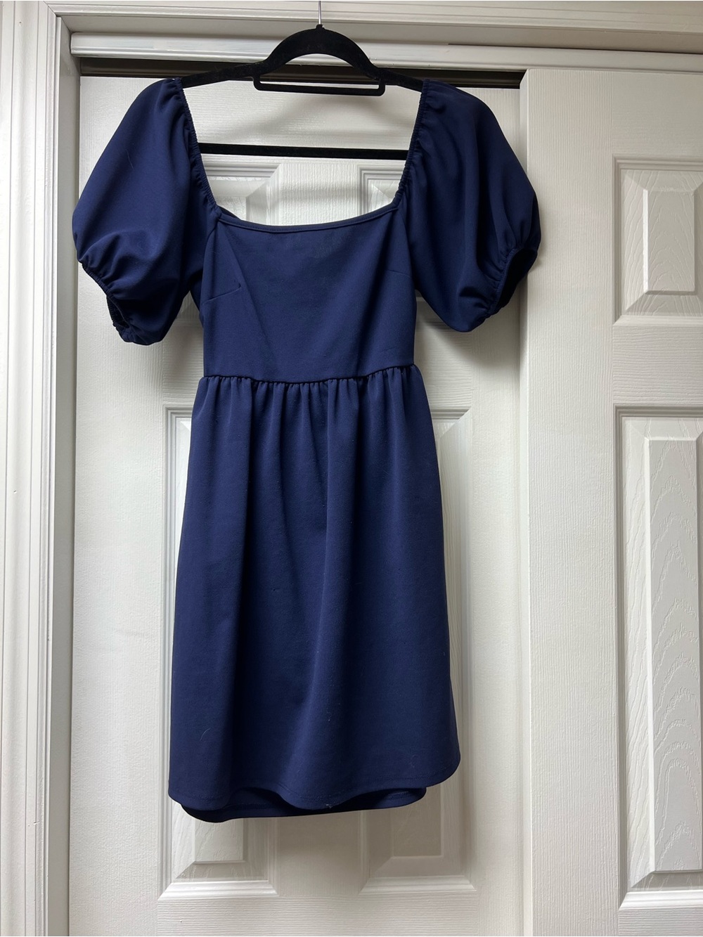Altar'd State Navy Puff Sleeve Midi Dress